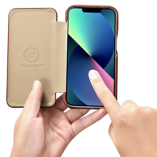Etui iCarer Curved Edge Vintage Folio Apple iPhone 13 brązowy