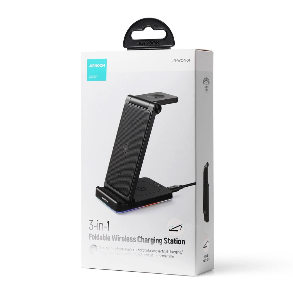 Wholesale Joyroom 3in1 wireless charger for iPhone, Watch, Airpods 15W stand black (JR-WQN01) - JYR574 - {ean13} - Hurt