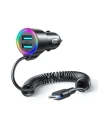 Autós töltő Joyroom 3w1 + USB-C kábel 1.5m 17W fekete (JR-CL24)
