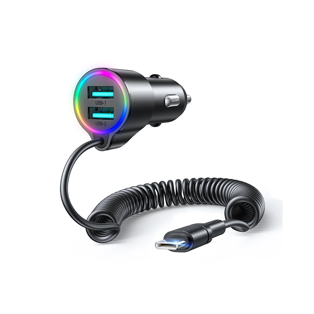Hurtownia GSM - Autós töltő Joyroom 3w1 + USB-C kábel 1.5m 17W fekete (JR-CL24) - JYR575 - {ean13} - Hurt