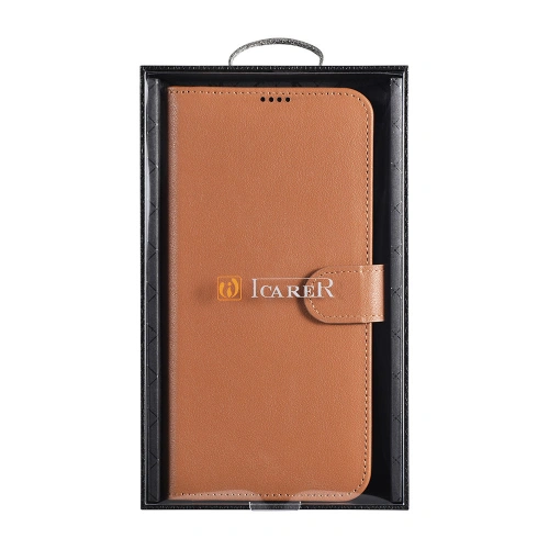 Etui iCarer Haitang Leather Wallet Samsung Galaxy S22 brązowy