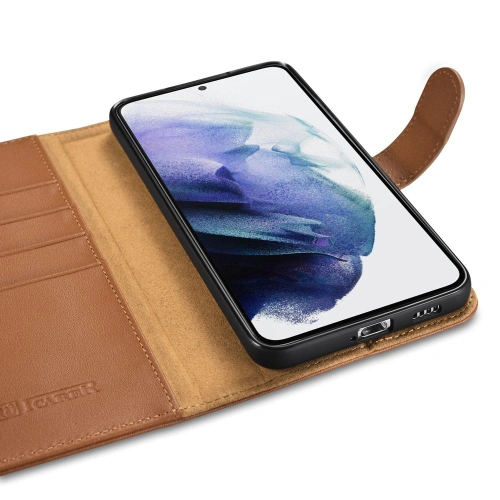 Etui iCarer Haitang Leather Wallet Samsung Galaxy S22 brązowy