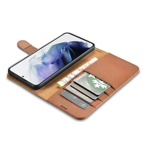 Etui iCarer Haitang Leather Wallet Samsung Galaxy S22 brązowy