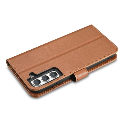 Etui iCarer Haitang Leather Wallet Samsung Galaxy S22 brązowy