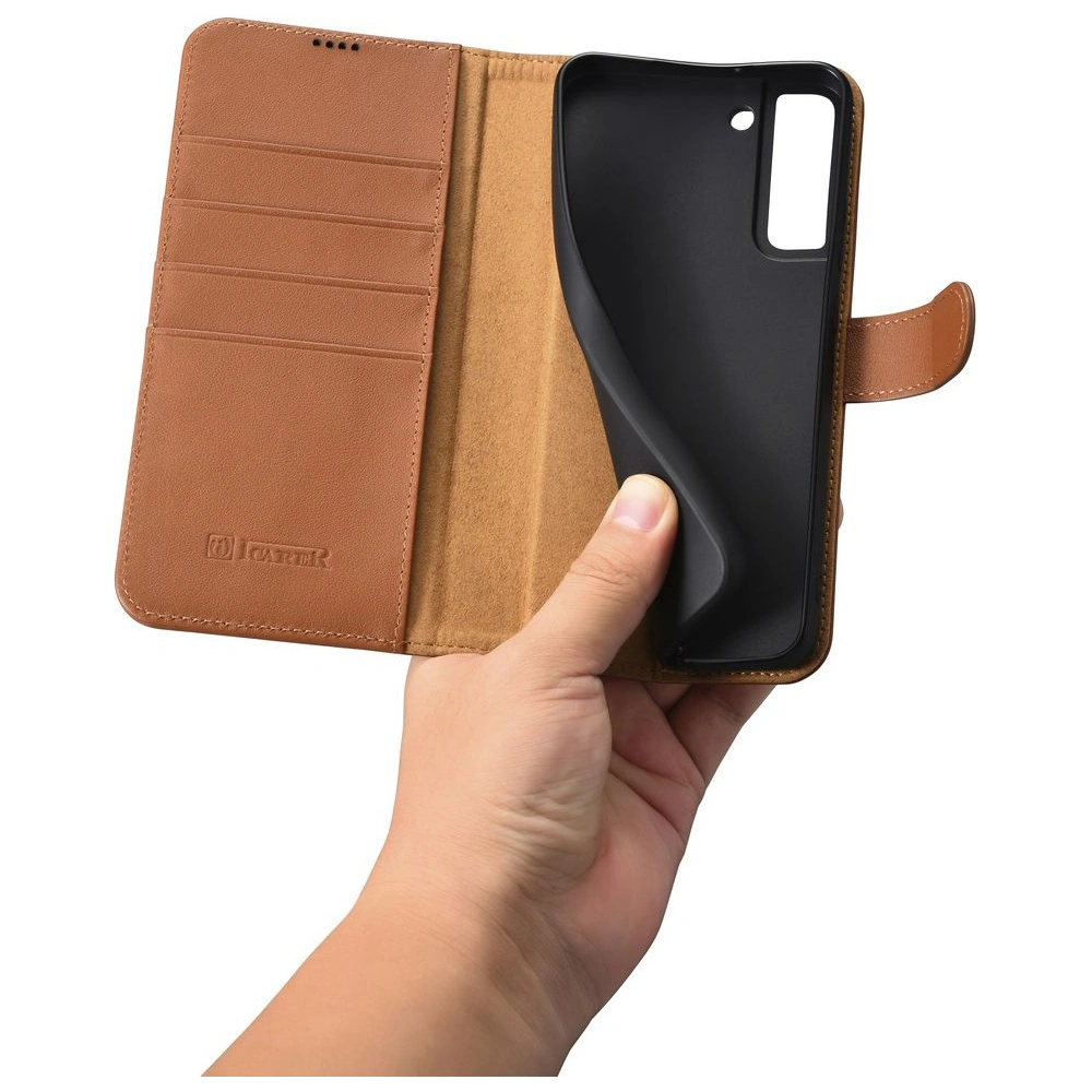 Hurtownia GSM - Etui iCarer Portofel din piele Haitang Samsung Galaxy S22 maro - ICR288 - {ean13} - Hurt