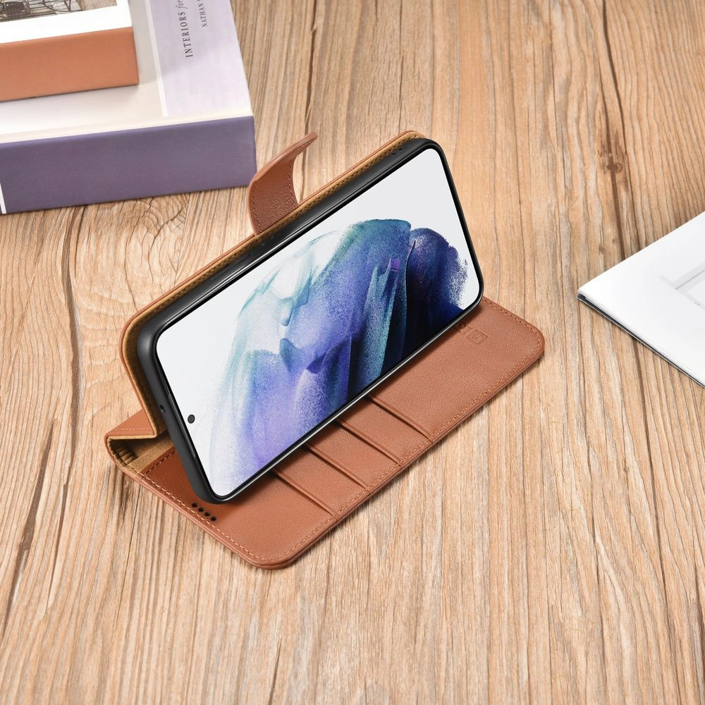 Hurtownia GSM - Etui iCarer Portofel din piele Haitang Samsung Galaxy S22 maro - ICR288 - {ean13} - Hurt