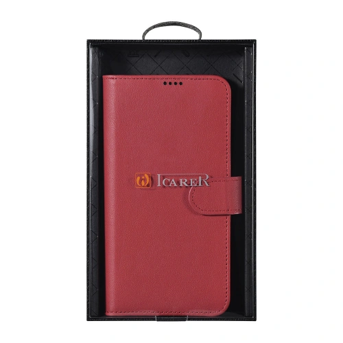 Etui iCarer Haitang Leather Wallet Samsung Galaxy S22 czerwony