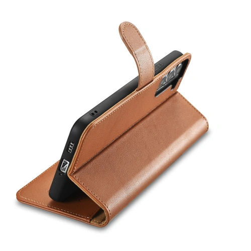 Etui iCarer Haitang Leather Wallet Samsung Galaxy S22+ Plus brązowy