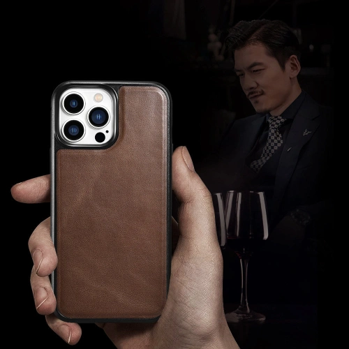 Etui iCarer Leather Oil Wax Apple iPhone 13 Pro brązowy