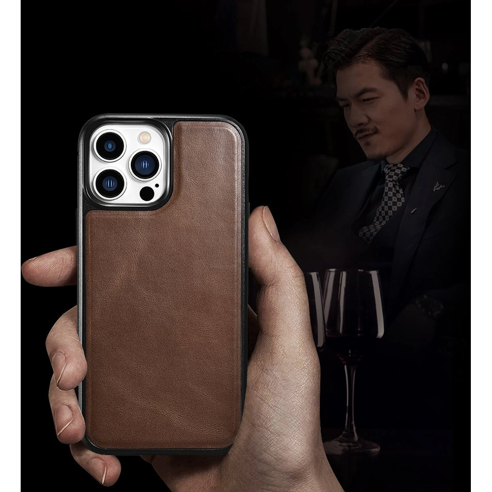 Hurtownia GSM - Case iCarer Lederölwachs Apple iPhone 13 Pro Max braun - ICR302 - {ean13} - Hurt