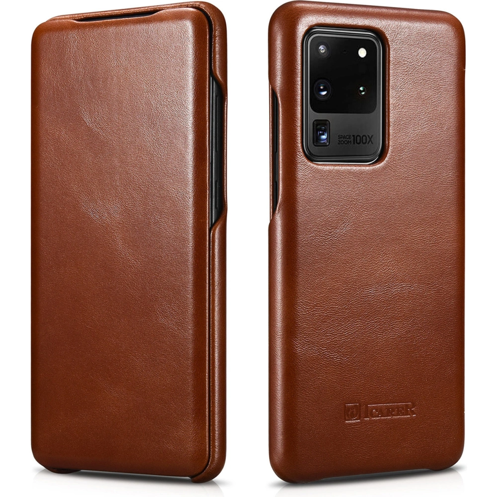 Wholesale iCarer Curved Edge Vintage Folio Samsung Galaxy S20 Ultra brown - ICR318 - {ean13} - Hurt
