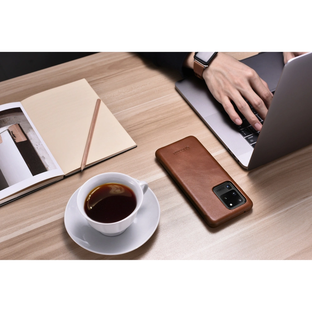 Wholesale iCarer Curved Edge Vintage Folio Samsung Galaxy S20 Ultra brown - ICR318 - {ean13} - Hurt