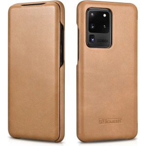Wholesale iCarer Curved Edge Vintage Folio Samsung Galaxy S20 Ultra khaki - ICR319 - {ean13} - Hurt