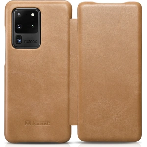 Wholesale iCarer Curved Edge Vintage Folio Samsung Galaxy S20 Ultra khaki - ICR319 - {ean13} - Hurt