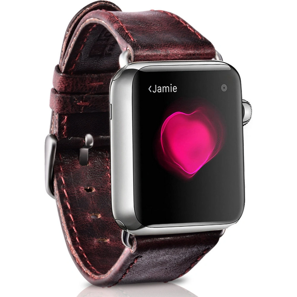 Hurtownia GSM - Pasek iCarer Leather Vintage Apple Watch 4/5/6/7/8/9/SE/10 40/41/42mm bordowy - ICR320 - {ean13} - Hurt