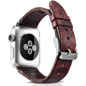 Hurtownia GSM - Pasek iCarer Leather Vintage Apple Watch 4/5/6/7/8/9/SE/10 40/41/42mm bordó - ICR320 - {ean13} - Hurt