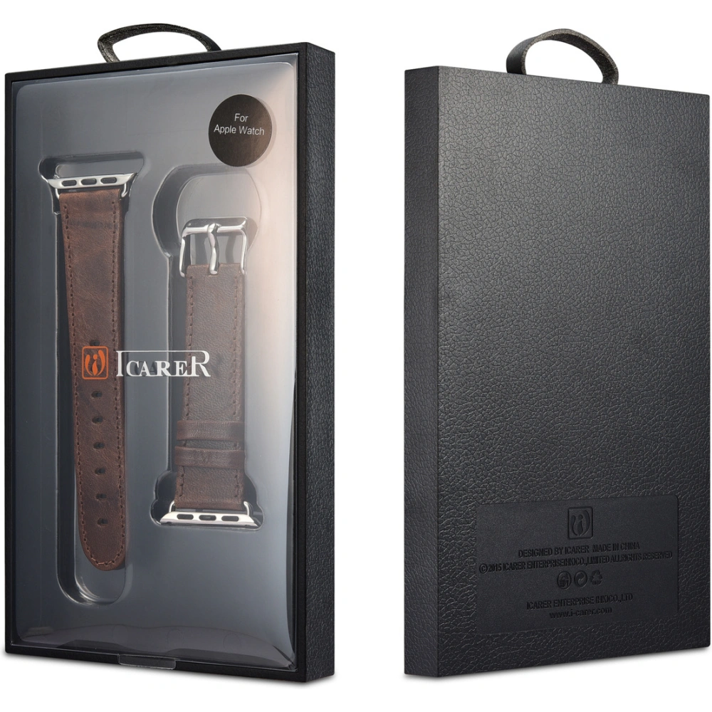 Hurtownia GSM - Pasek iCarer Leather Vintage Apple Watch 4/5/6/7/8/9/SE/10 40/41/42mm bordowy - ICR320 - {ean13} - Hurt