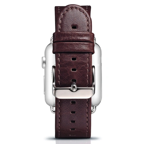 Pasek iCarer Leather Vintage Apple Watch 4/5/6/7/8/9/SE/10 40/41/42mm bordowy