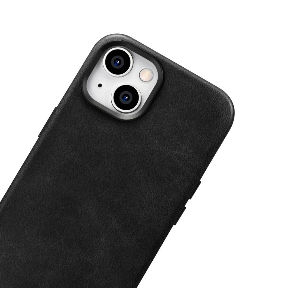 Wholesale iCarer Oil Wax Premium Leather MagSafe Apple iPhone 14 black - ICR323 - {ean13} - Hurt