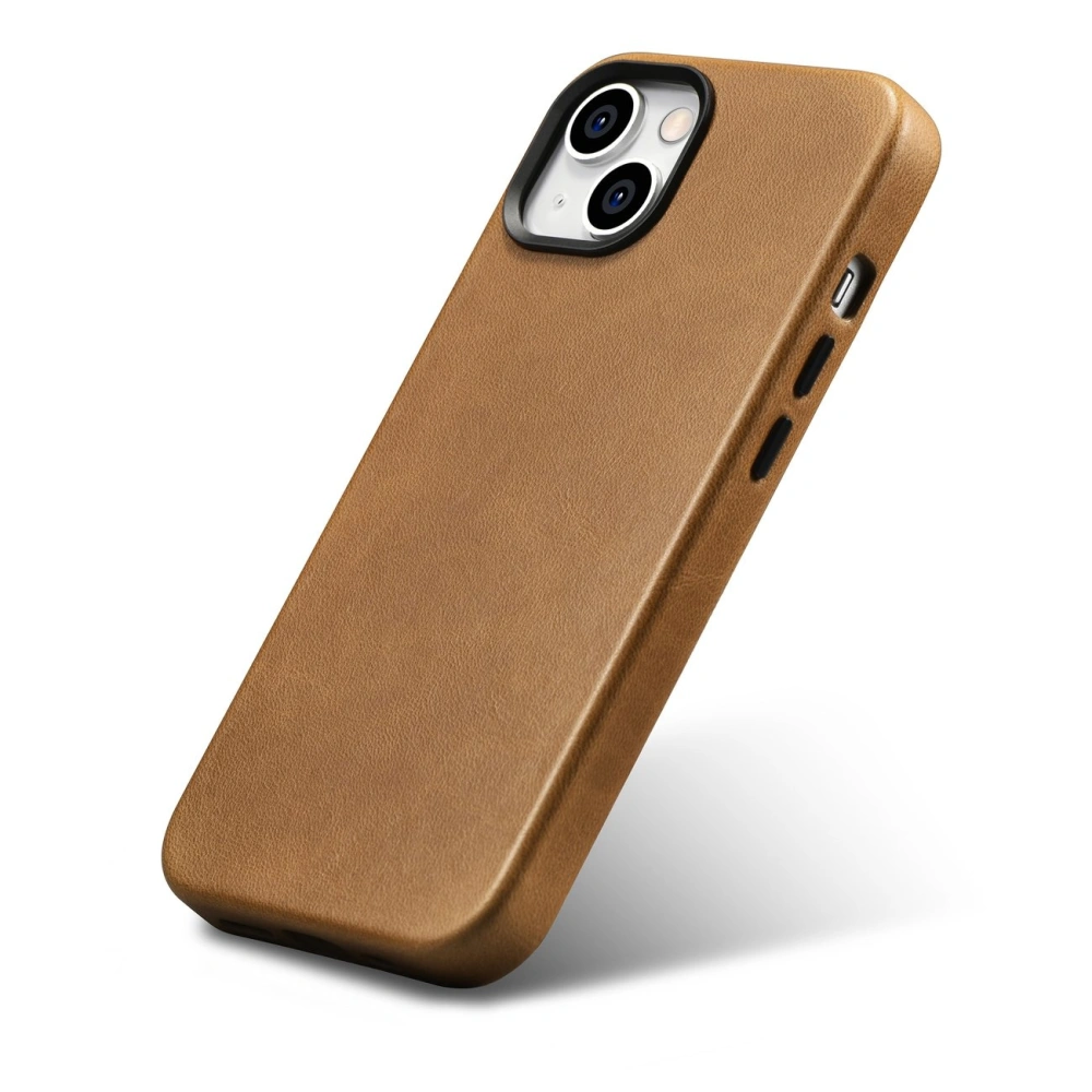 Wholesale iCarer Oil Wax Premium Leather MagSafe Apple iPhone 14 light brown - ICR324 - {ean13} - Hurt