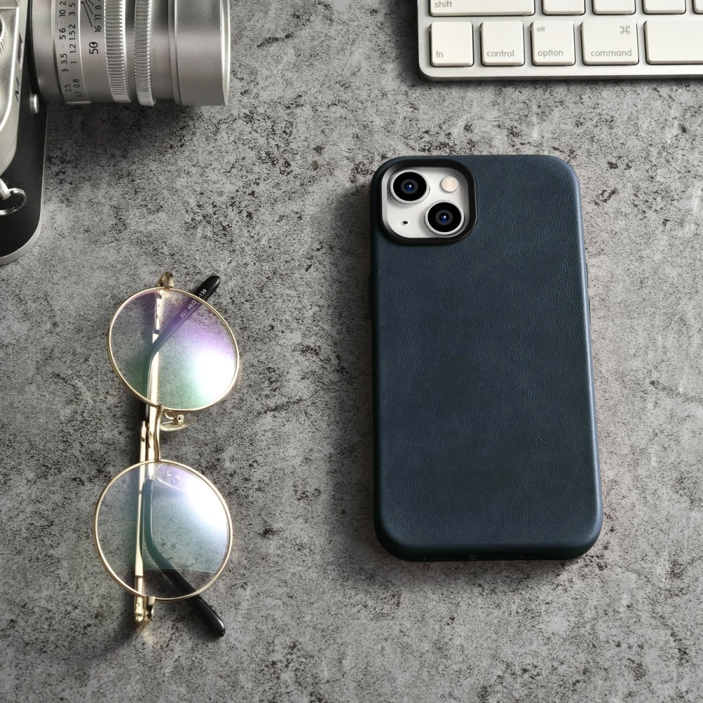 Hurtownia GSM - Etui iCarer Olajgyanta Prémium Bőr MagSafe Apple iPhone 14 sötétkék - ICR326 - {ean13} - Hurt