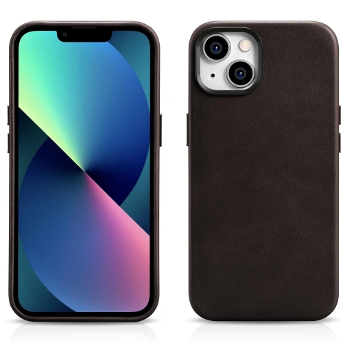 Etui iCarer Oil Wax Premium Leather MagSafe Apple iPhone 14 ciemnobrązowy