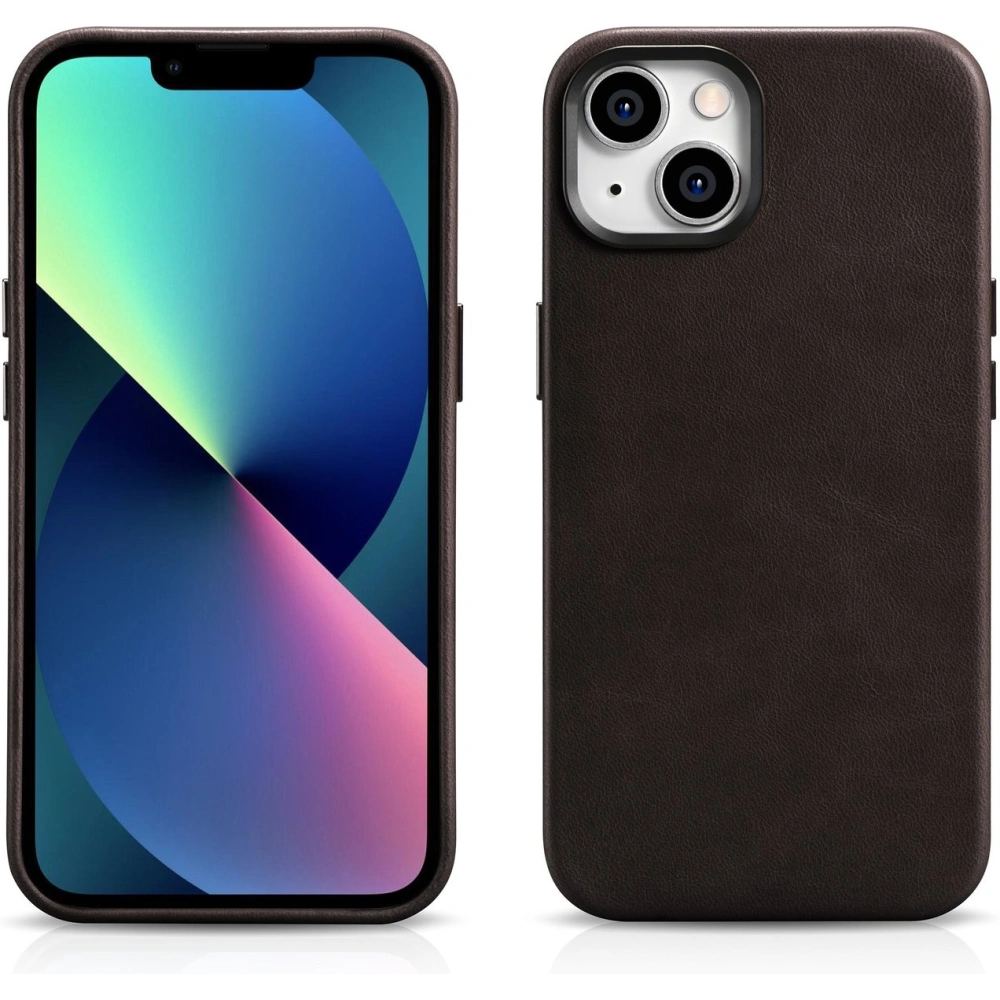 Hurtownia GSM - Case iCarer Öl Wachs Premium Leder MagSafe Apple iPhone 14 dunkelbraun - ICR327 - {ean13} - Hurt