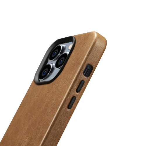 Etui iCarer Oil Wax Premium Leather MagSafe Apple iPhone 14 Pro jasnobrązowy