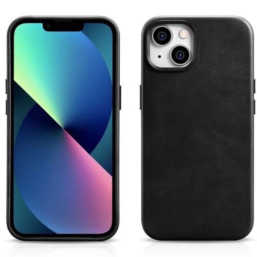 Etui iCarer Oil Wax Premium Leather MagSafe Apple iPhone 14 Plus / 15 Plus czarny