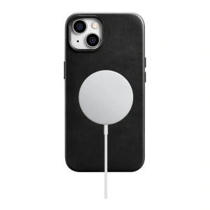 Hurtownia GSM - Etui iCarer Oil Wax Premium Leather MagSafe Apple iPhone 14 Plus / 15 Plus czarny - ICR333 - {ean13} - Hurt