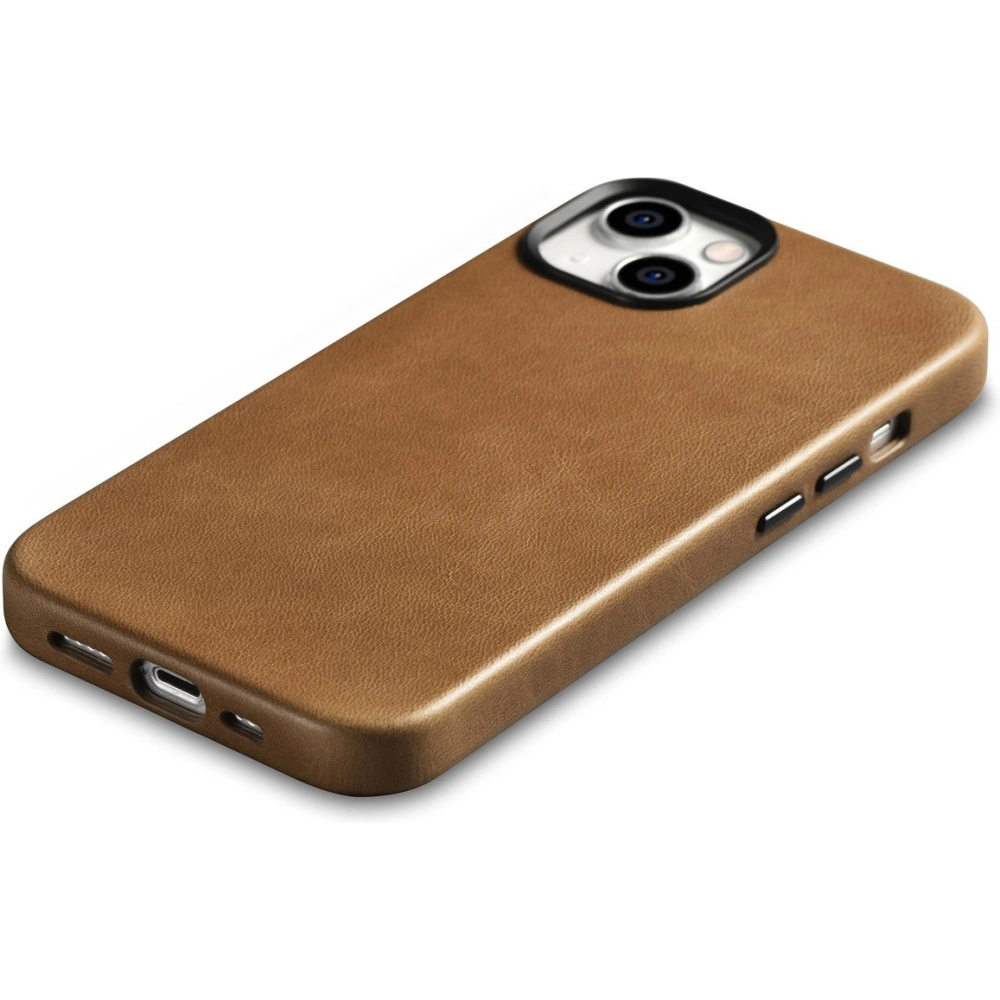 Hurtownia GSM - Etui iCarer Oil Wax Premium Leather MagSafe Apple iPhone 14 Plus / 15 Plus maro deschis - ICR334 - {ean13} - Hurt