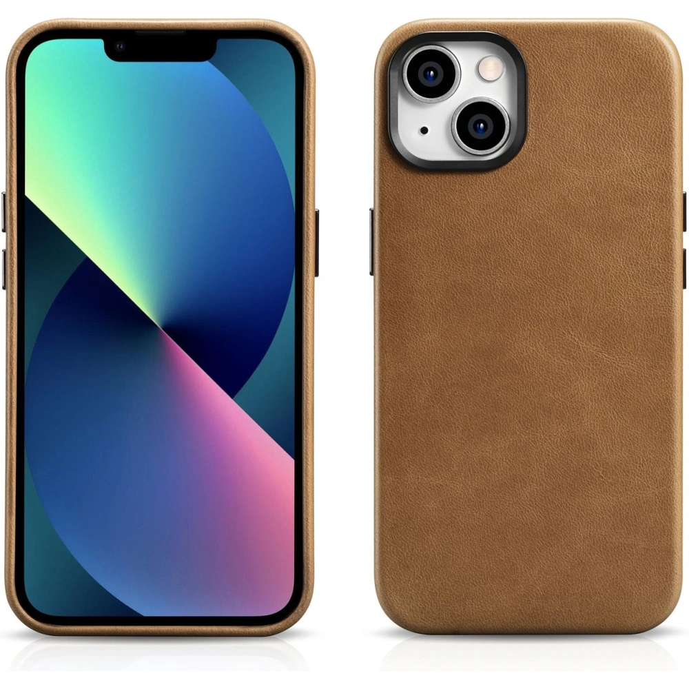 Hurtownia GSM - Case iCarer Oil Wax Premium Leather MagSafe Apple iPhone 14 Plus / 15 Plus hellbraun - ICR334 - {ean13} - Hurt