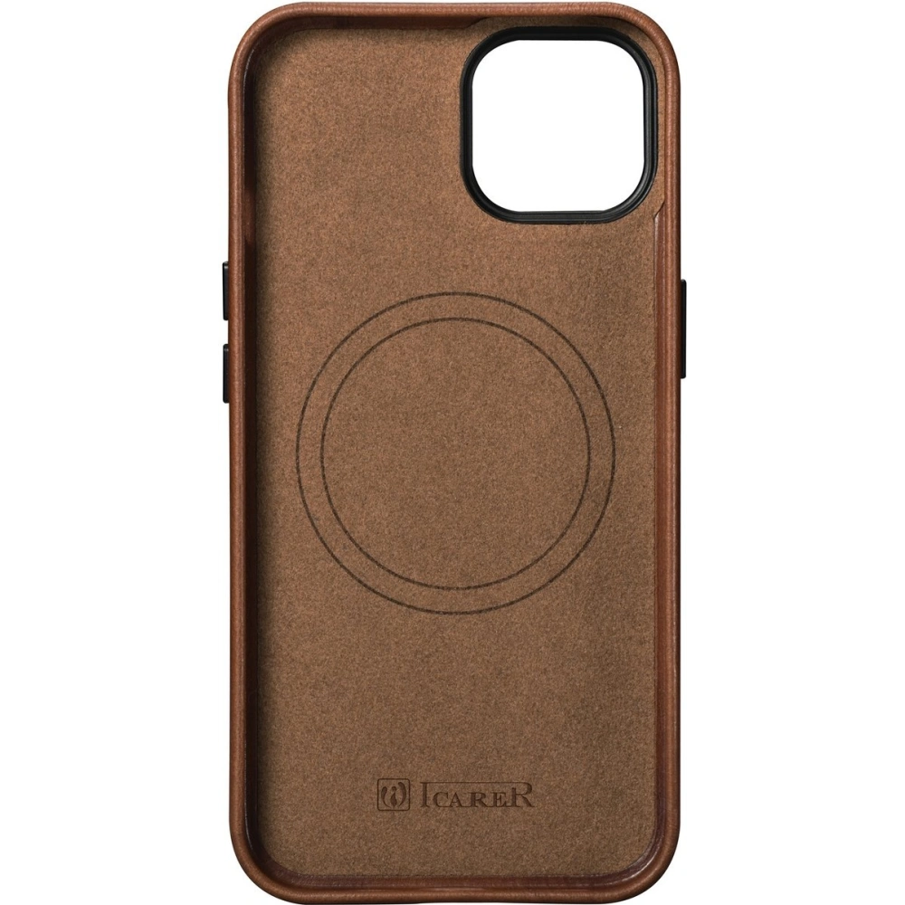 Hurtownia GSM - Etui iCarer Oil Wax Premium Leather MagSafe Apple iPhone 14 Plus / 15 Plus maro - ICR335 - {ean13} - Hurt