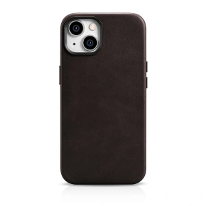 Hurtownia GSM - Etui iCarer Oil Wax Premium Leather MagSafe Apple iPhone 14 Plus / 15 Plus ciemnobrązowy - ICR337 - {ean13} - Hurt
