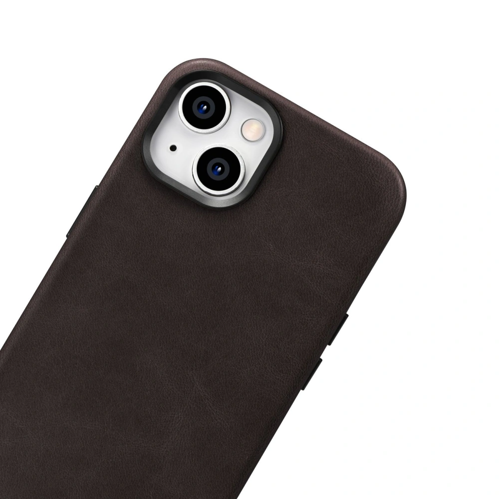 Wholesale iCarer Oil Wax Premium Leather MagSafe Apple iPhone 14 Plus / 15 Plus dark brown - ICR337 - {ean13} - Hurt