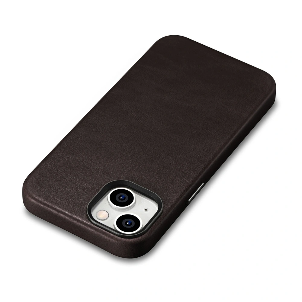 Wholesale iCarer Oil Wax Premium Leather MagSafe Apple iPhone 14 Plus / 15 Plus dark brown - ICR337 - {ean13} - Hurt