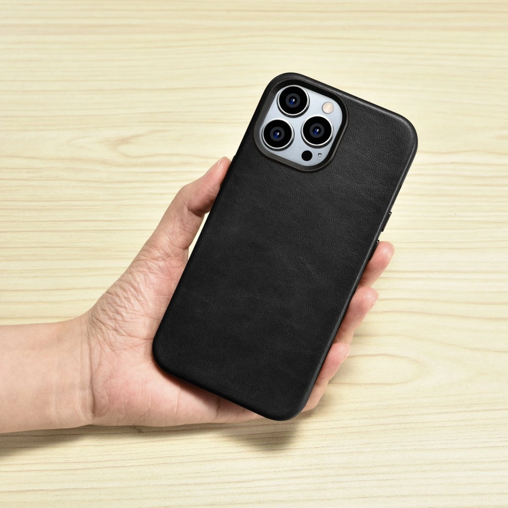 Hurtownia GSM - Case iCarer Oil Wax Premium Leder MagSafe Apple iPhone 14 Pro Max schwarz - ICR338 - {ean13} - Hurt