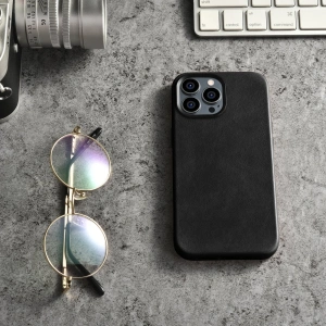 Case iCarer Oil Wax Premium Leder MagSafe Apple iPhone 14 Pro Max schwarz