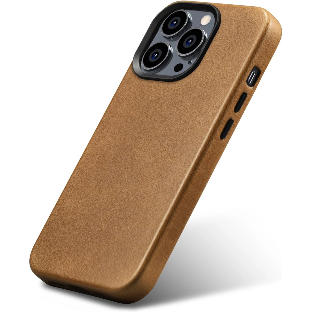 Wholesale iCarer Oil Wax Premium Leather MagSafe Apple iPhone 14 Pro Max light brown - ICR339 - {ean13} - Hurt