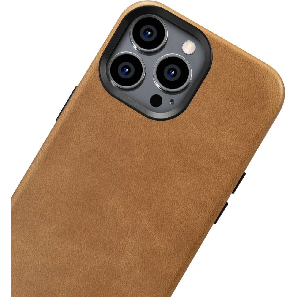 Wholesale iCarer Oil Wax Premium Leather MagSafe Apple iPhone 14 Pro Max light brown - ICR339 - {ean13} - Hurt