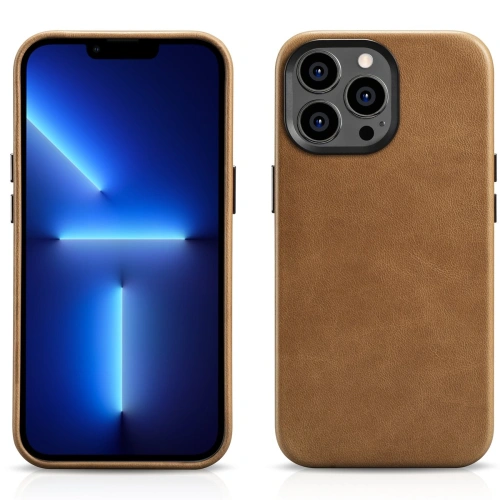 Etui iCarer Oil Wax Premium Leather MagSafe Apple iPhone 14 Pro Max jasnobrązowy