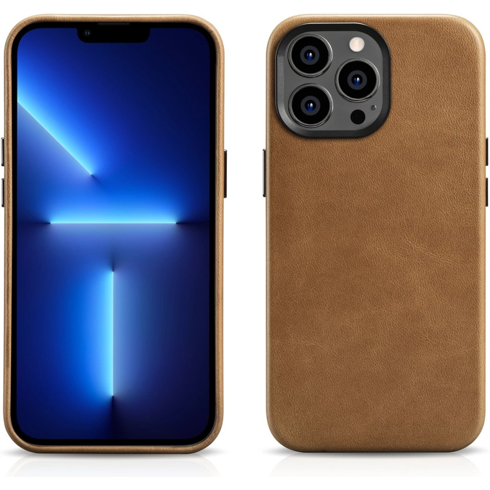 Wholesale iCarer Oil Wax Premium Leather MagSafe Apple iPhone 14 Pro Max light brown - ICR339 - {ean13} - Hurt