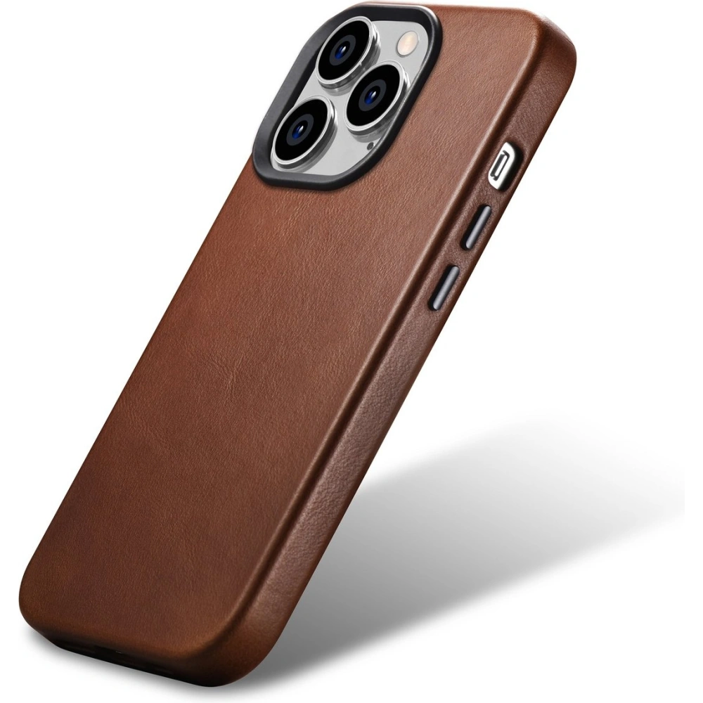 Wholesale iCarer Oil Wax Premium Leather MagSafe Apple iPhone 14 Pro Max brown - ICR340 - {ean13} - Hurt