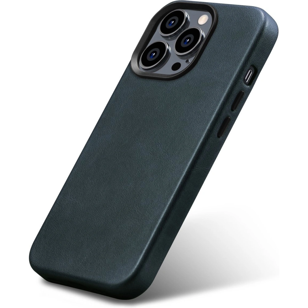 Case iCarer Oil Wax Premium Leder MagSafe Apple iPhone 14 Pro Max dunkelblau
