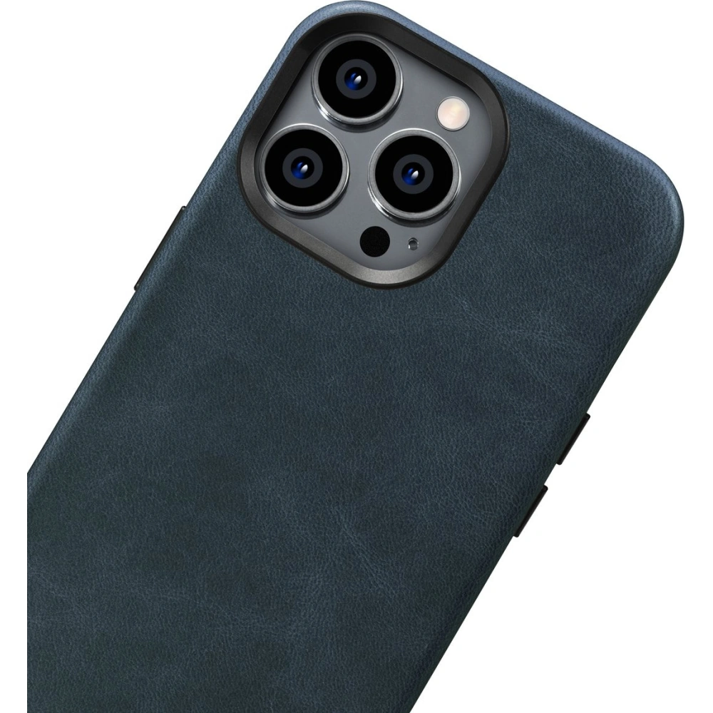 Wholesale iCarer Oil Wax Premium Leather MagSafe Apple iPhone 14 Pro Max dark blue - ICR341 - {ean13} - Hurt