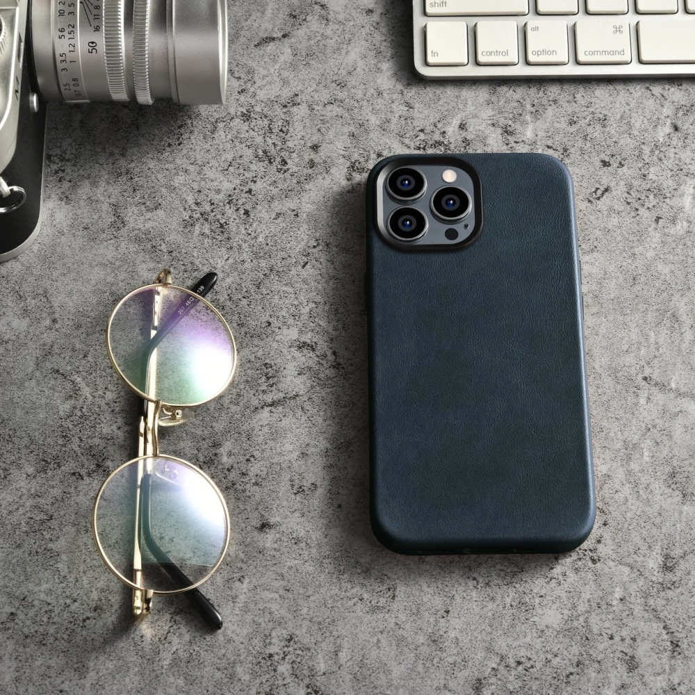 Hurtownia GSM - Etui iCarer Olaj Wax Prémium Bőr MagSafe Apple iPhone 14 Pro Max sötétkék - ICR341 - {ean13} - Hurt