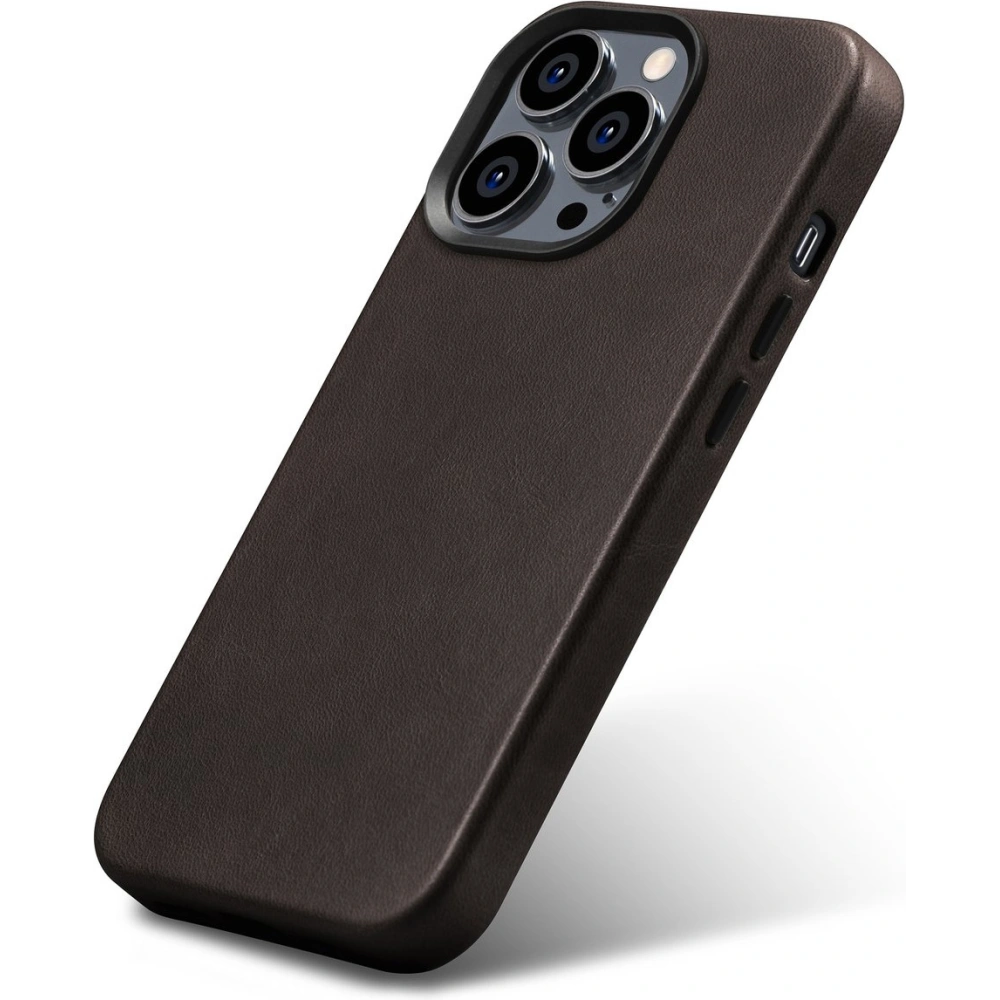 Wholesale iCarer Oil Wax Premium Leather MagSafe Apple iPhone 14 Pro Max dark brown - ICR342 - {ean13} - Hurt