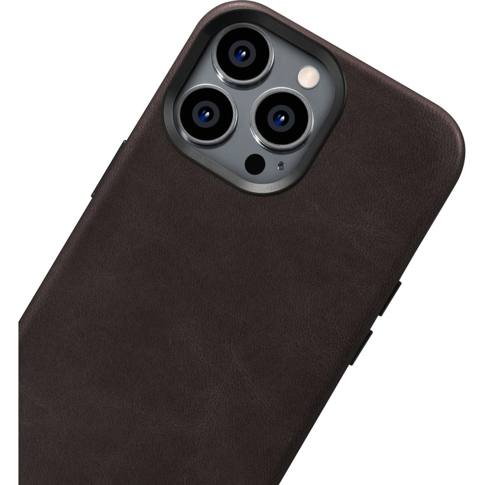 Hurtownia GSM - Etui iCarer Oil Wax Premium Leather MagSafe Apple iPhone 14 Pro Max maro închis - ICR342 - {ean13} - Hurt