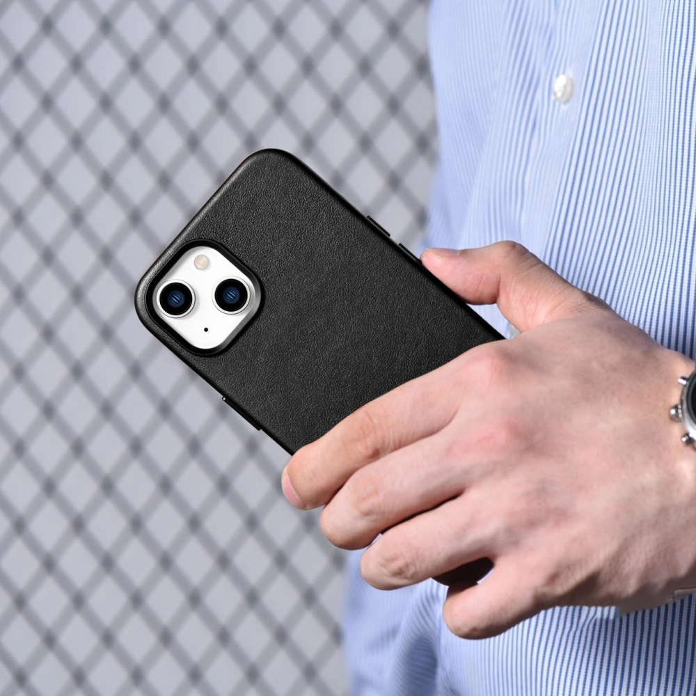 Wholesale iCarer Case Leather MagSafe Apple iPhone 14 black - ICR343 - {ean13} - Hurt