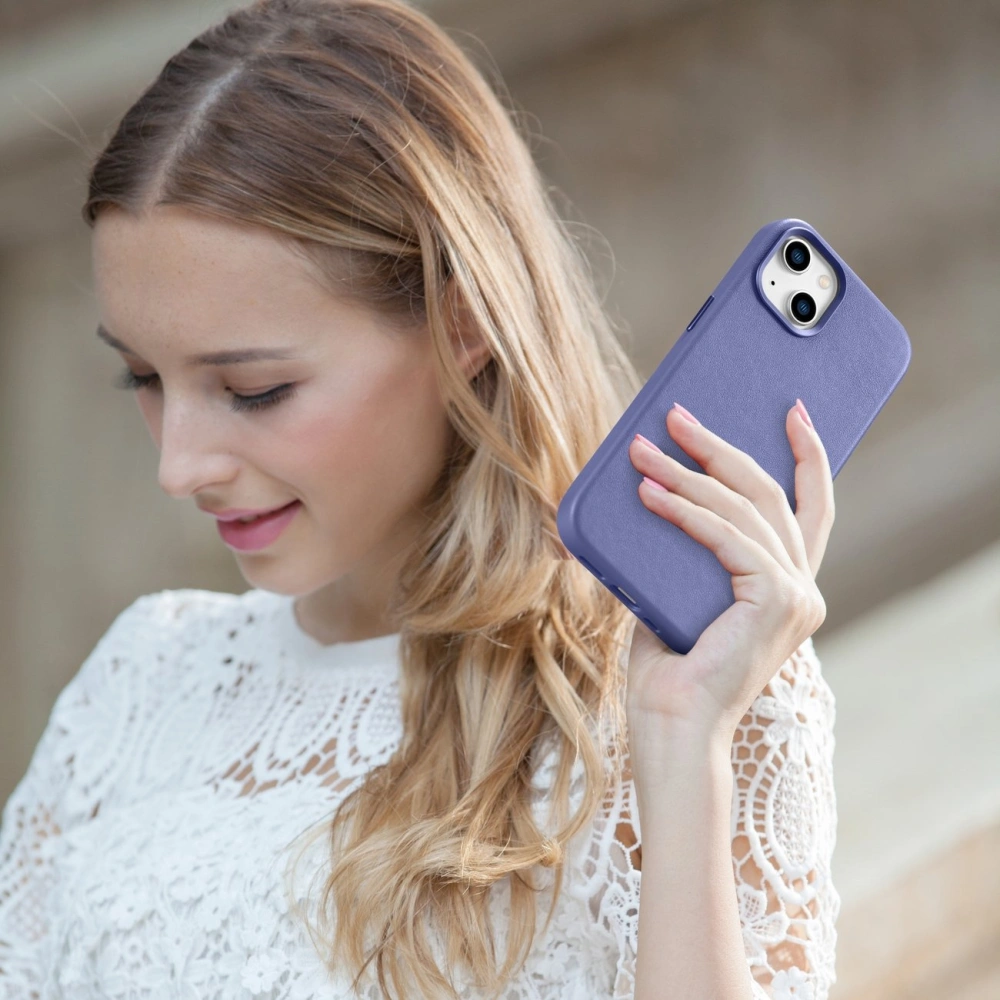 Wholesale iCarer Case Leather MagSafe Apple iPhone 14 light purple - ICR347 - {ean13} - Hurt